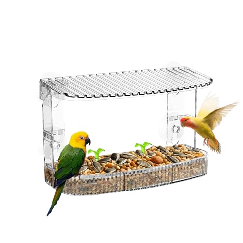 Vogelhaus Fenster, Fenstervogelfutterhaus für Draußen Transparentes Wildvogelhaus ohne Spuren für Garten, Hof, Senioren und Kinder zum Beobachten (Saugnapf + Selbstklebende Haken) von Kassiva