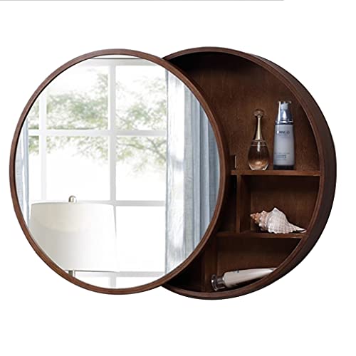 Spiegelschränke Badezimmer runder Schlafzimmer runder Spiegel mit Ablagefach Wandspiegelschrank aus Holz runder Schminkspiegel von Kasten