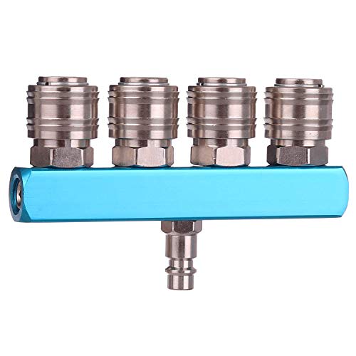 Druckluftverteiler, Verteiler Druckluft, Druckluftkupplung, Luftverteiler, Druckluftschnellkupplungen, Luftschlauchkupplung, Set 4-Wege 4x Schnellkupplung, bis 12 bar von TC TECHNIC