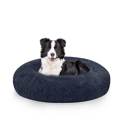 Kasunpul Hundebett rund, Katzenbett, Donut Kissen, Hundekissen, Hundekorb, Hundebett Flauschig waschbar, Hundesofa für Katzen und kleine Hunde, 70 cm Durchmesser, Dunkelgrau von Kasunpul