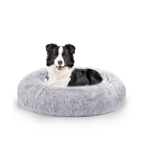 Kasunpul Hundebett rund, Katzenbett, Donut Kissen, Hundekissen, Hundekorb, Hundebett Flauschig waschbar, Hundesofa für Katzen und kleine Hunde, 70 cm Durchmesser, Hellgrau von Kasunpul