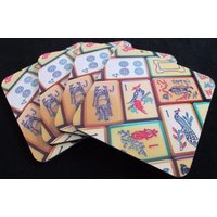 Neu, 4Er-Set, Vintage-Fliesendesign, Mahjong-Thema-Untersetzer Neu, 4Er-Set, Vintage-Fliesendesign, Mahjong-Thema-Untersetzer von KatHartmanDesign