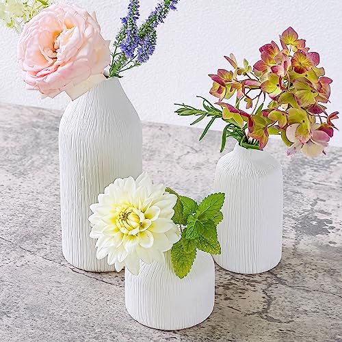 Kate Aspen Boho-Keramik-Vasen für weiße Knospen (3er-Set) – Boho-Blumenvase für Pampasgras, Eukalyptus, trockene Blumen und Pflanzen | Regaldekoration, Kamindekoration, Moderne Bauernhaus-Dekoration von Kate Aspen