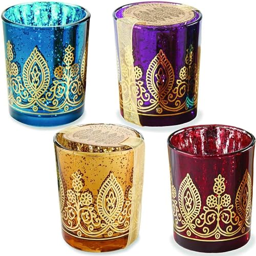 Kate Aspen Teelichthalter aus Henna-Glas, indisches Juwel, 4 Stück Kate Aspen Teelichthalter aus Henna-Glas, indisches Juwel, 4 Stück von Kate Aspen