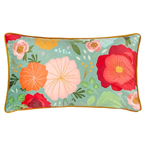 Kate Merritt Duck Egg Bloral Samt Piped Pushion Cover von Kate Merritt