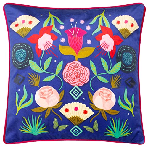 Kate Merritt Fiesta Folk abstrakte Samt -Lace -Kissenbedeckung von Kate Merritt