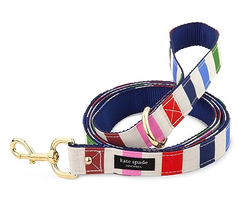 Kate Spade New York 1,4 m lange Hundeleine, strapazierfähig für Hündinnen oder Rüden, niedliche Haustierleine mit goldfarbenen Metallbeschlägen, lang für kleine und mittelgroße Hunde (Adventure Stripe von Kate Spade New York