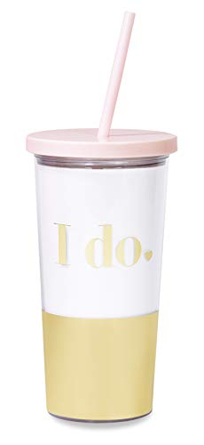 Kate Spade New York Bridal Insulated Tumbler with Reusable Silicone Straw, 20 Ounces, I Do (Gold) von Kate Spade New York