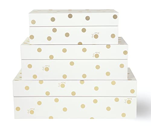 Kate Spade New York Dekorative Aufbewahrungsboxen mit Deckel, 3 Stück, stabile Organizer-Aufbewahrungsbehälter, inklusive kleinen, mittelgroßen, rosafarbenen Nistkästen mit Magnetverschluss, Goldpunkt von Kate Spade New York