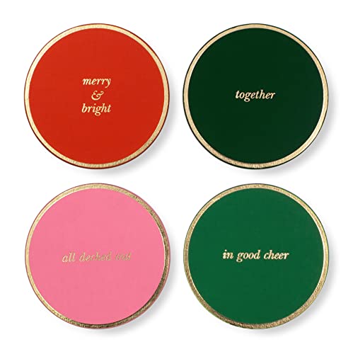 Kate Spade New York Holiday Coaster Set, Leatherette Drink Coasters for Tabletop Protection, All Decked Out von Kate Spade New York