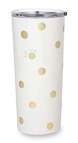 Kate Spade New York Insulated Stainless Steel Tumbler, 24 Ounce Double Wall Travel Cup with Lid, Gold Dot with Script von Kate Spade New York