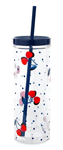Kate Spade New York Insulated Tumbler with Reusable Straw, 20 Ounce Acrylic Travel Cup with Lid, Vintage Cherry Dot von Kate Spade New York