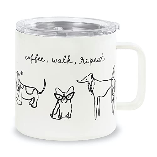 Kate Spade New York Stainless Steel Travel Mug with Handle and Lid, 16 Ounce Coffee Tumbler, Double Wall Insulated Cup, Dog Party von Kate Spade New York