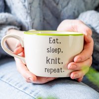 Eat, Sleep, Strick Repeat Handmade Tasse Für Stricker. Geschenk Zum Stricken von KateCeramicsUK