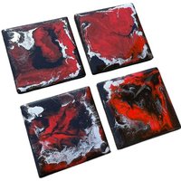Schwarz Rot Silber Harz Untersetzer Für Getränke 4Er Set | Vatertags Geschenkideen Ihn Schwarz Rot Silber Harz Untersetzer Für Getränke 4Er Set | Vatertags Geschenkideen Ihn von KateChestersArt