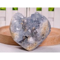 Blaue Celestit Geode Kristallgruppe Natur Roh Edelstein Kristall Gitter-Herz Geformt-Quarz Geschenk-Dekor-Chakra&reiki-Heilung von KateGemStones