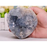Große Blaue Celestit Geode Kristallgruppe Natur Roh Edelstein Kristall Gitter-Herz Geformt-Quarz Geschenk-Dekor-Chakra&reiki-Heilung von KateGemStones