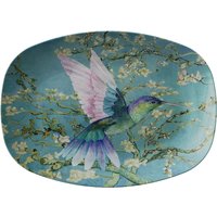 Kolibri in Mandelblüten Geschirr Servierplatte, Servierplatte Mit Blumenmuster, Thermosāf Platten, Dekoratives Serviertablett, Vögel von KateMcEnroeNYC