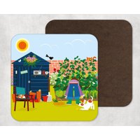 Illustrierte Kunst, Kunstwerk, Untersetzer, Gartenarbeit, Zuteilung, Gemüsebeet, Wohnkultur, Haushaltswaren von KatePearsonDesign