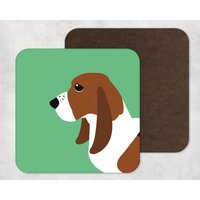 Illustrierte Kunst, Kunstwerk, Untersetzer, Hunde Druck, Basset Hound, Home Decor, Tierportrait von KatePearsonDesign