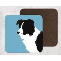 Illustrierte Kunst, Kunstwerk, Untersetzer, Hunde Druck, Border Collie, Dekoration, Haustier Portrait von KatePearsonDesign