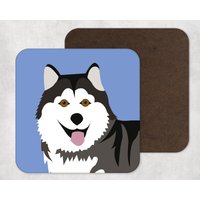 Illustrierte Kunst, Kunstwerk, Untersetzer, Hunde Druck, Malamute, Husky, Wohnkultur, Haustier Porträt von KatePearsonDesign