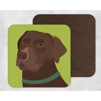 Illustrierte Kunst, Kunstwerk, Untersetzer, Hundedruck, Chocolate Labrador, Home Decor, Tierportrait von KatePearsonDesign