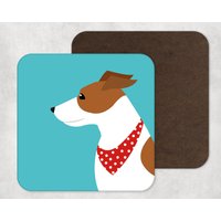 Illustrierte Kunst, Kunstwerk, Untersetzer, Hundedruck, Jack Russel Terrier, Wohnkultur, Haustierporträt von KatePearsonDesign