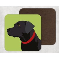 Illustrierte Kunst, Kunstwerk, Untersetzer, Hundedruck, Schwarzer Labrador, Dekoration, Haustierportrait von KatePearsonDesign
