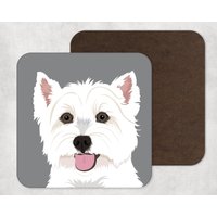 Illustrierte Kunst, Kunstwerk, Untersetzer, Hundedruck, West Highland Terrier, Westie, Wohnkultur, Haustierporträt von KatePearsonDesign