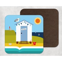 Illustrierte Kunst, Kunstwerk, Untersetzer, Küstendruck, Am Meer, Strandhütte, Wohnkultur, Haushaltswaren von KatePearsonDesign