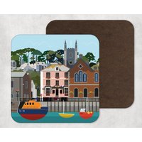 Illustrierte Kunst, Kunstwerk, Untersetzer, Küstendruck, Fowey, König Von Preußen, Cornwall, Home Decor von KatePearsonDesign