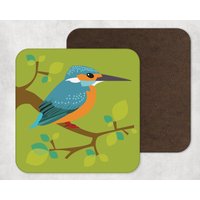 Illustrierte Kunst, Kunstwerk, Untersetzer, Vogel Druck, Eisvogel, Fluss Vogel, Dekoration, Haushaltswaren, Getränke von KatePearsonDesign