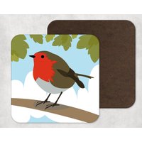 Illustrierte Kunst, Kunstwerk, Untersetzer, Vogel Druck, Rotkehlchen, Gartenvogel, Wohnkultur, Haushaltswaren, Getränke von KatePearsonDesign