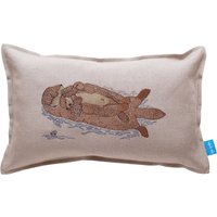 Schlafendes Otter-Mamma-&-Pup-Kissen Bestickt von KateSprostonDesign