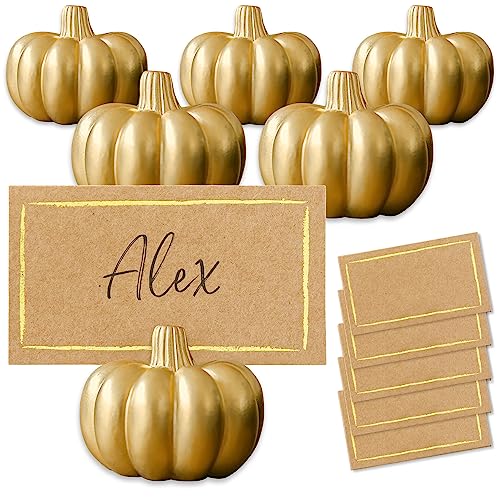 Kate Aspen Fall Decor Mini Gold Kürbis Platzkartenhalter (Set von 6), perfekt für Thanksgiving Tischdekoration, Herbstthema Hochzeiten, Brautstrünne von Kate Aspen