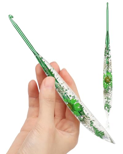 Katech 4 mm Häkelnadeln mit Blumenmuster, Komfortgriff, ergonomische Häkelnadeln, längeres, glattes Gleiten, Häkelnadel für arthritische Hände, Anfänger und Profis, ideales Häkelgeschenk (G) von Katech