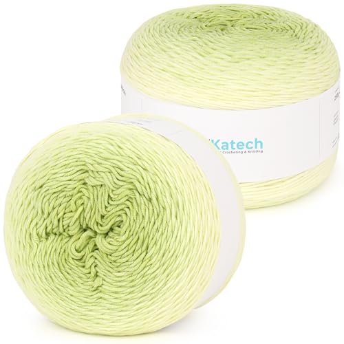 Katech Farbverlaufsgarn zum Häkeln, Stricken, Farbverlaufsgarn, Kuchen, 2 x 230 g, 45 % Baumwolle, 55 % Acryl, perfekt für Schals, Schals und Decken, Grasgrün, 2 Stück Katech Farbverlaufsgarn zum Häkeln, Stricken, Farbverlaufsgarn, Kuchen, 2 x 230 g, 45 % Baumwolle, 55 % Acryl, perfekt für Schals, Schals und Decken, Grasgrün, 2 Stück von Katech