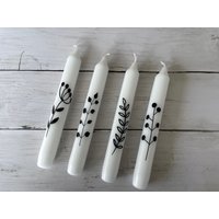 Weiße Stabkerze Mit Zweigen, Tafelkerze Beschriftet von KatesKleinigkeiten