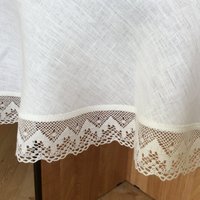 Bauernhaus Tischdecke Runde Rustikale Eco Freundliche Leinen Und Spitze Ostern Tischdecken von KatesLinen