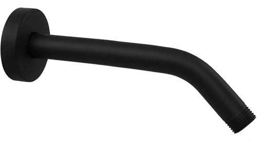 Katezon Duscharm Mit Flansch, Aus 304 Edelstahl, 25cm Langer Duschkopfverlängerungsrohrarm, Wandmontiert Für Fest Installierten Badezimmerduschkopf (Mattschwarz) von Katezon