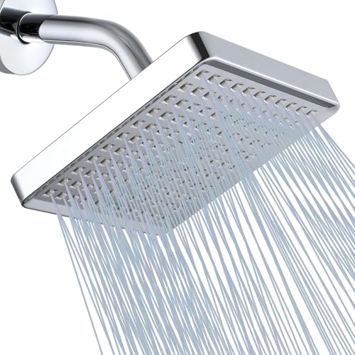 Katezon Duschkopf, Quadratischer Hochdruck-Regenduschkopf, Hochwertiges Luxusdesign, Leicht zu Reinigender, Verstellbarer Ersatz für Lhre Badezimmerduschköpfe (Poliertes Chrom, 15 cm) von Katezon