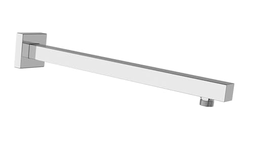 Katezon Quadratischer Duscharm mit Flansch, aus Massivem Edelstahl, 40 cm Duschkopf Verlängerung Extender Rohrarm, Wandmontage für Feste Badezimmer Duschkopf (Chrom) von Katezon