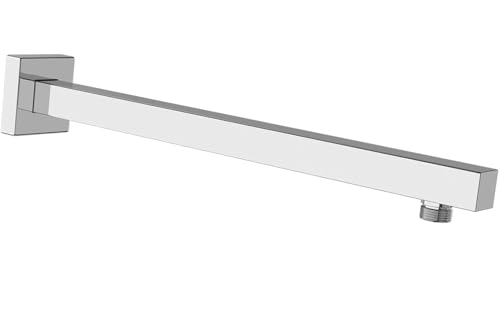 Katezon Quadratischer Duscharm mit Flansch, aus Massivem Edelstahl, 50 cm Duschkopf Verlängerung Extender Rohrarm, Wandmontage für Feste Badezimmer Duschkopf (Chrom) von Katezon