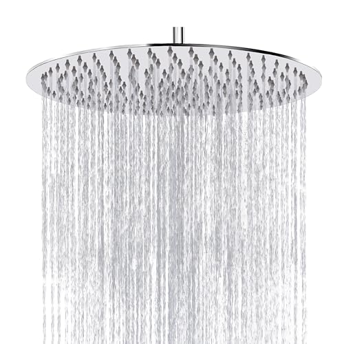 Regenduschkopf, Katezon High Flow Regenduschkopf aus Edelstahl, Badezimmer-Wasserfalldusche, universelle Wand- und Deckenmontage (30cm, Chromoberfläche) von Katezon