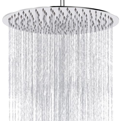 Regenduschkopf, Katezon High Flow Regenduschkopf aus Edelstahl, Badezimmer-Wasserfalldusche, Universelle Wand- und Deckenmontage (40 cm, Chrom) von Katezon