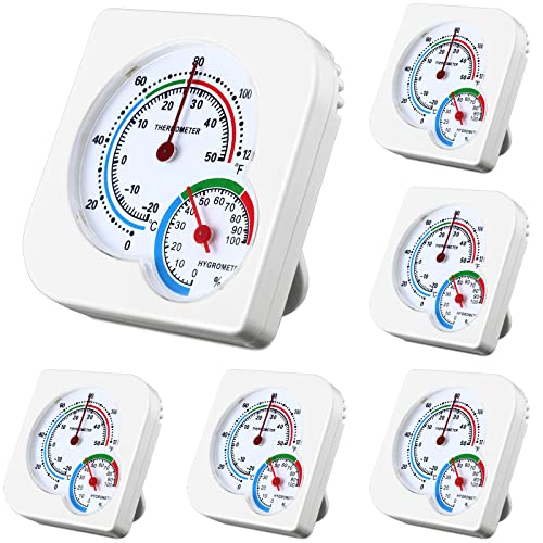 6 Pcs Indoor Thermometer and Humidity Gauge Indoor Mini Thermometer Hygrometer Temperature Humidity Meter Temperature and Humidity Monitor with Points for Home, Room, Kitchen, Patio, Planting Room von Kathfly