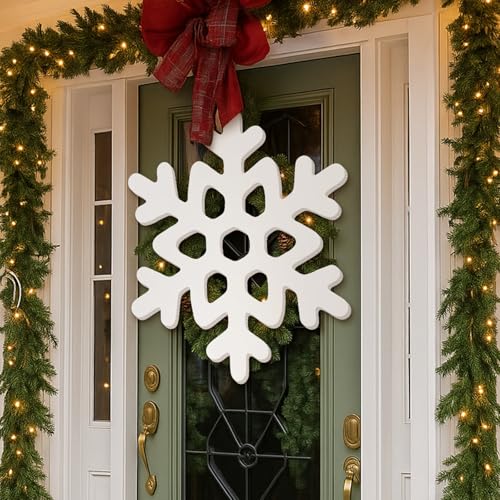 Kathfly 50,8 cm großes Weihnachts-Schneeflockenschild, Winter-Tür-Hängeschild, "Let It Snow", Kranz, weiß, Willkommens-Schneeflocken-Dekoration, Holz, Schneeflocken-Dekor für Zuhause, Vorderwand, Hof Kathfly 50,8 cm großes Weihnachts-Schneeflockenschild, Winter-Tür-Hängeschild, "Let It Snow", Kranz, weiß, Willkommens-Schneeflocken-Dekoration, Holz, Schneeflocken-Dekor für Zuhause, Vorderwand, Hof von Kathfly