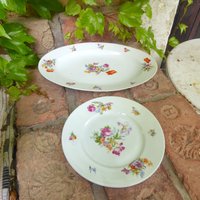Anrichteplatte Und Teller Epiag/Rasper & Söhne, Porzellan Mit Blumendekor von KathisHotchpotch