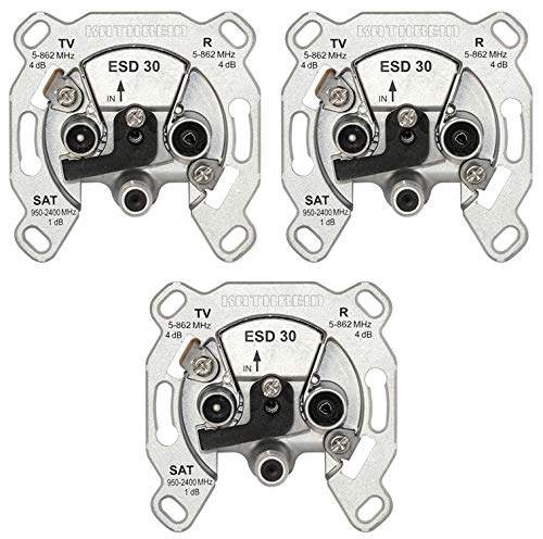 Kathrein ESD 30 Antennen-Steckdose 3-fach TV, Radio, Sat, Einzelanschlussdose (3 Stück) von Kathrein